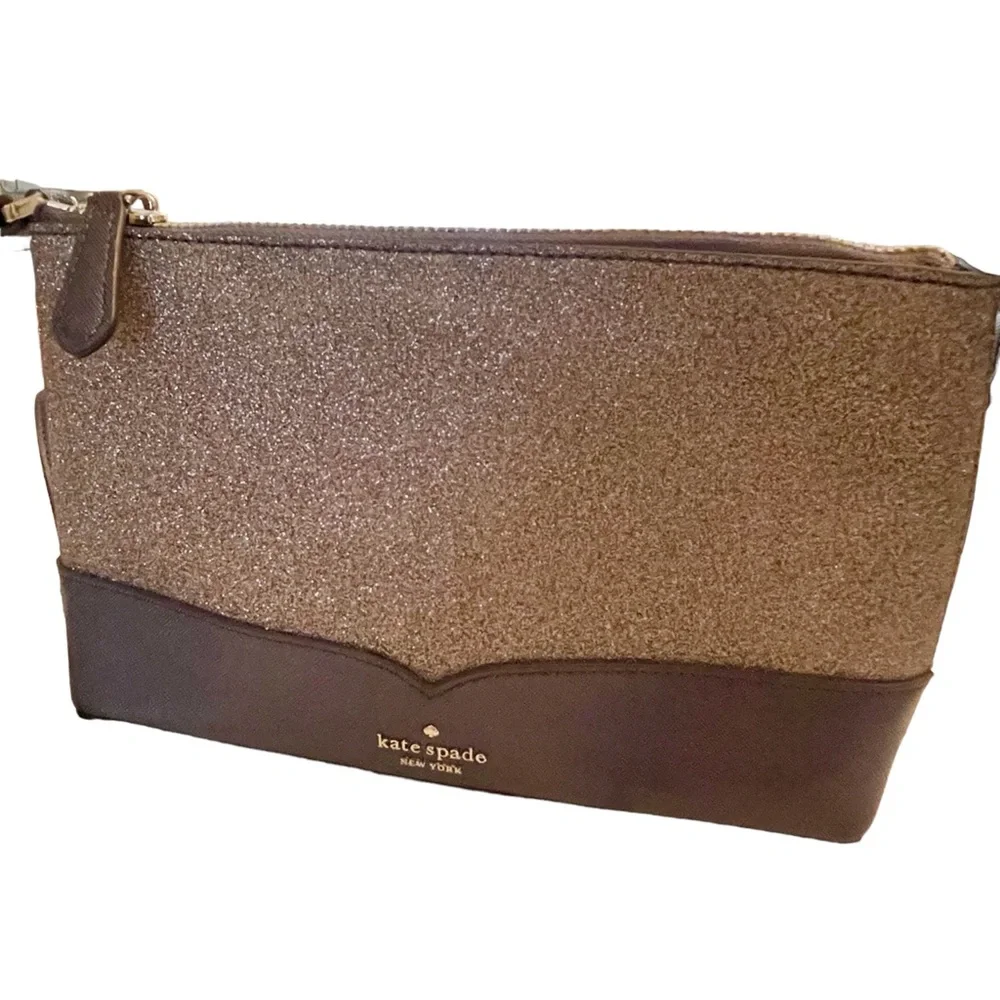 Kate Spade Blue Lola Glitter Dusk Navy PVC Small Crossbody Bag‎ WKR00081 Zipper